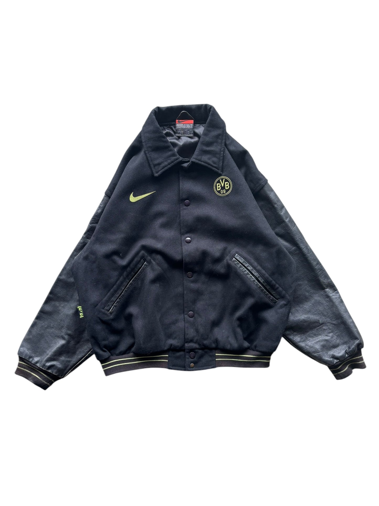 90s Nike Borussia Dortmund Leather Bomber Jacket