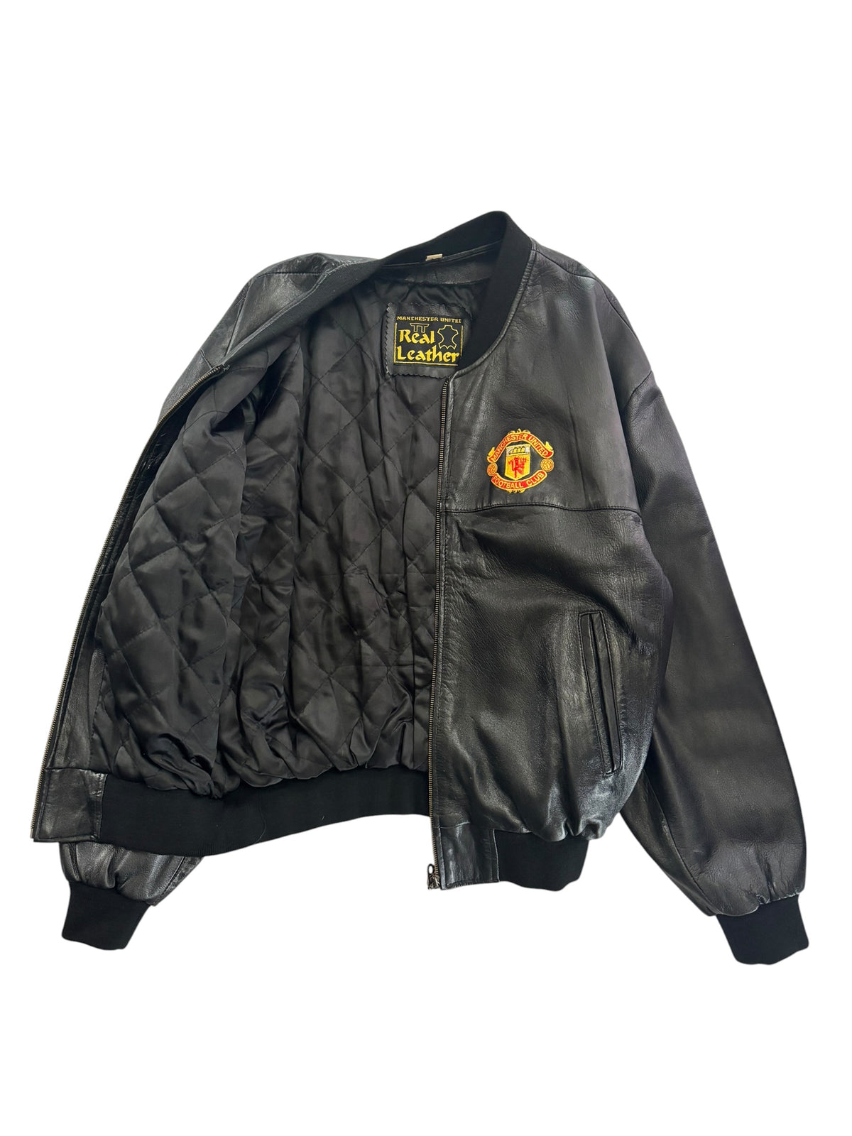 90s Manchester United Leather Jacket