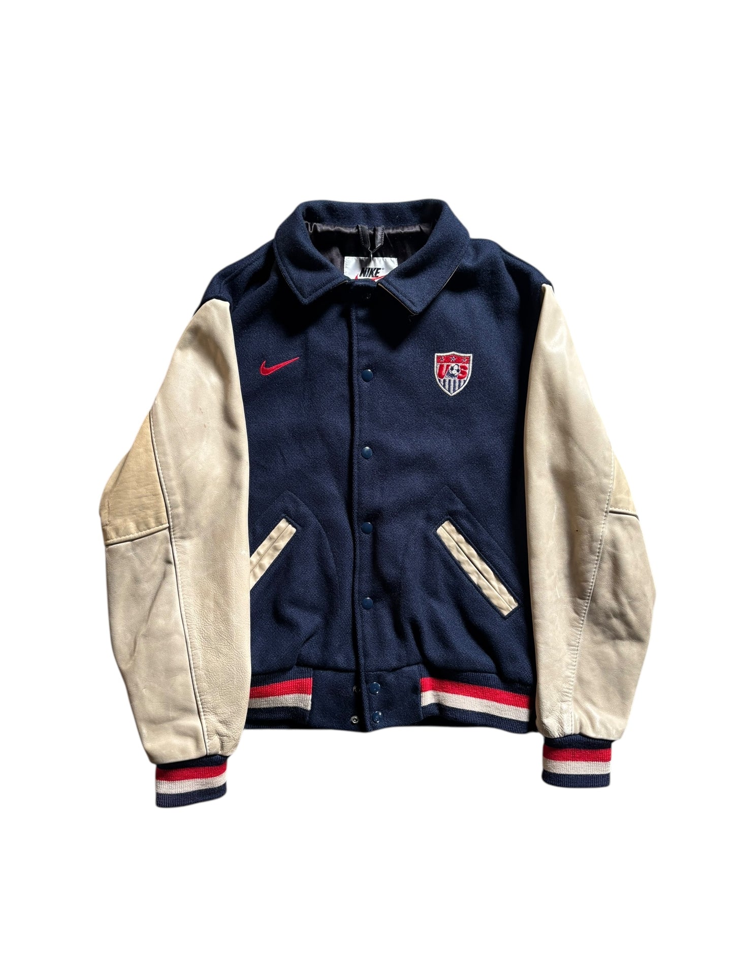 90s Nike USA National Team Leather Varsity Jacket